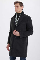Slim Fit Cachet Khaki Wool Blend Overcoat - SAYKI