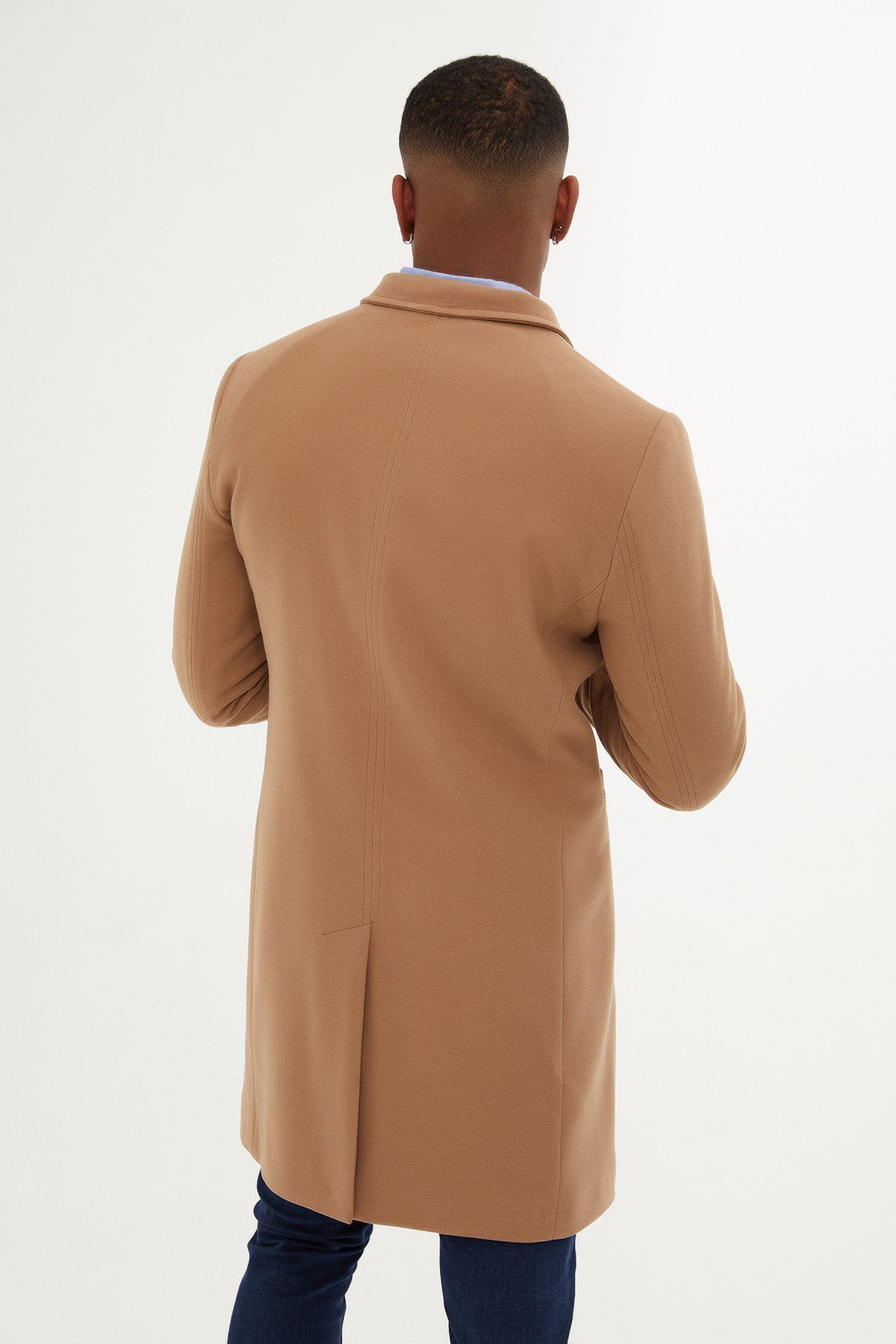 Slim Fit Cachet Notch Lapel Camel Overcoat – SAYKI