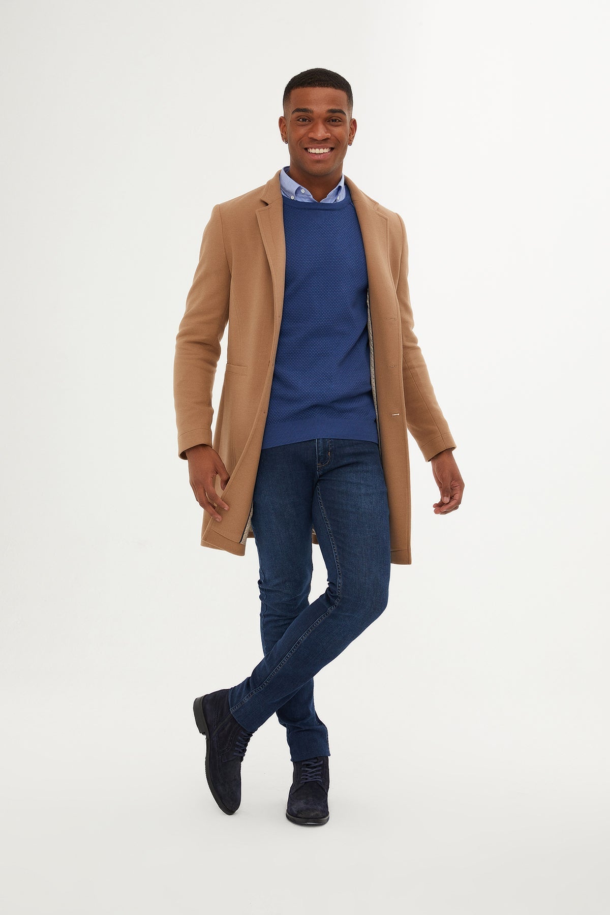 Slim Fit Cachet Notch Lapel Camel Overcoat XL / S / Camel Slim Fit Cachet Notch Lapel Camel Overcoat XL / S / Camel