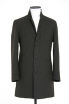Slim Fit Cachet Notch Lapel Khaki Overcoat - SAYKI