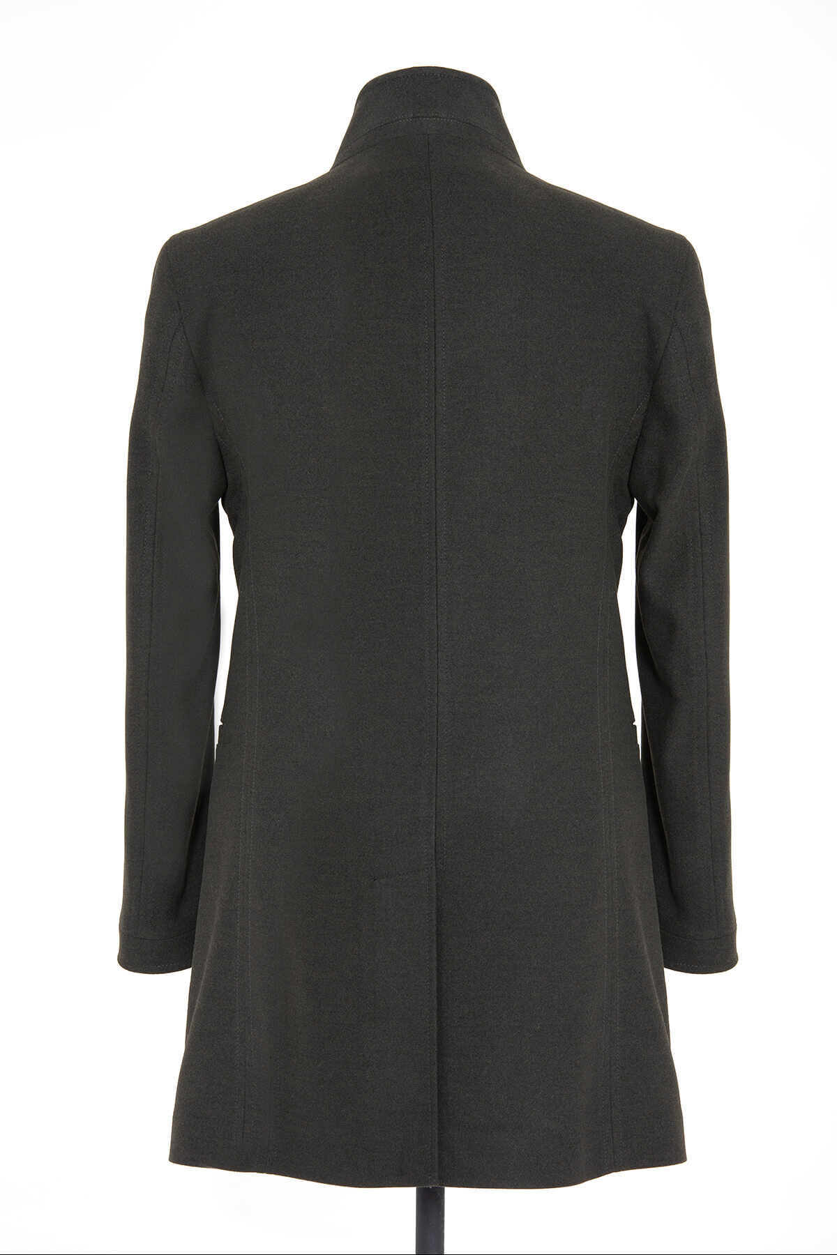 Slim Fit Cachet Notch Lapel Khaki Overcoat - SAYKI