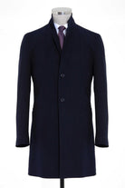 Slim Fit Cachet Notch Lapel Navy Overcoat - SAYKI