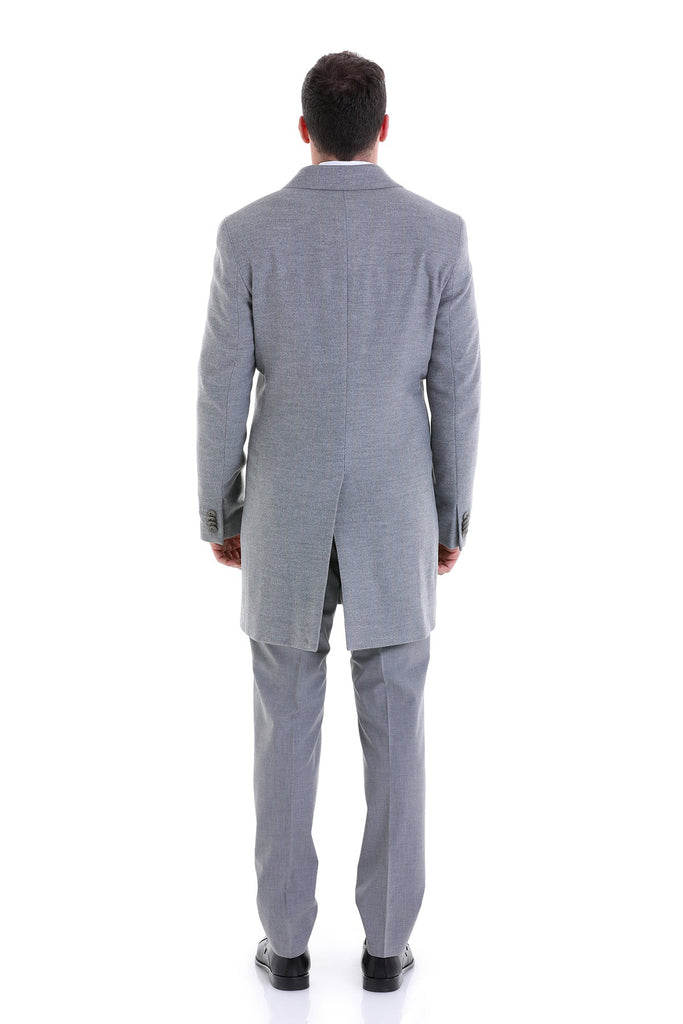 Slim Fit Cachet TBK Double Breasted Gray Overcoat - MIB