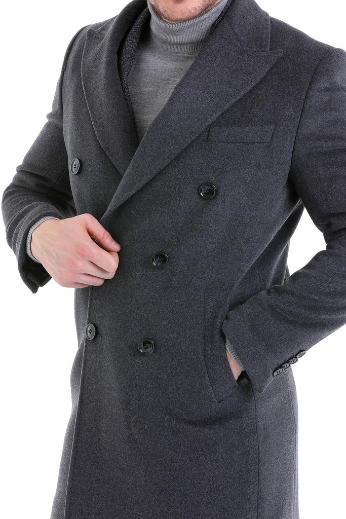 Slim Fit Cachet TBK Double Breasted Wool Blend Gray