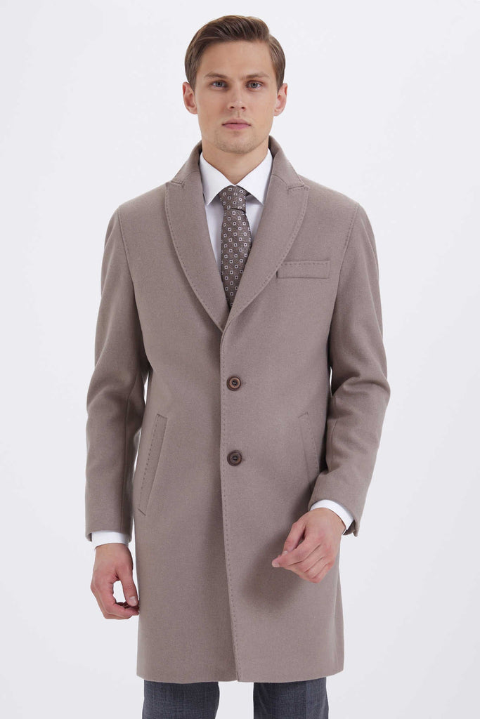 Slim Fit Cachet Wool Blend Mink Overcoat - MIB