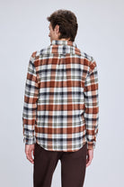 Slim Fit Check Plaid Cotton Blend Brick Casual Shirt - MIB