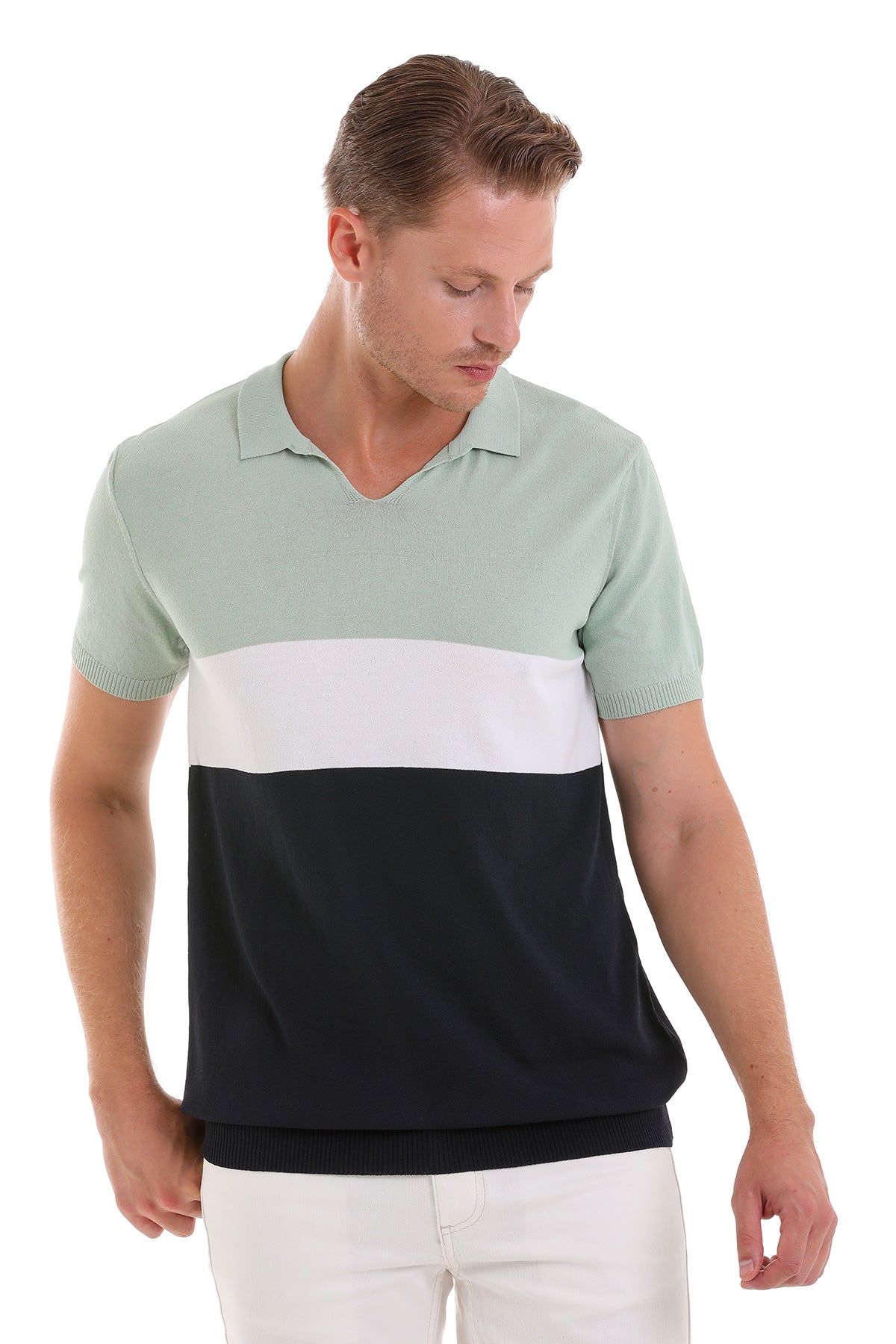 Slim Fit Colorblock Mint Polo T-Shirt - MIB
