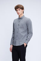 Slim Fit Cotton Blend Gray Casual Shirt - SAYKI