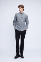 Slim Fit Cotton Blend Gray Casual Shirt - SAYKI