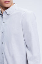 Slim Fit Cotton Blend Light Gray Casual Shirt - MIB