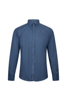 Slim Fit Cotton Blend Navy Casual Shirt - SAYKI
