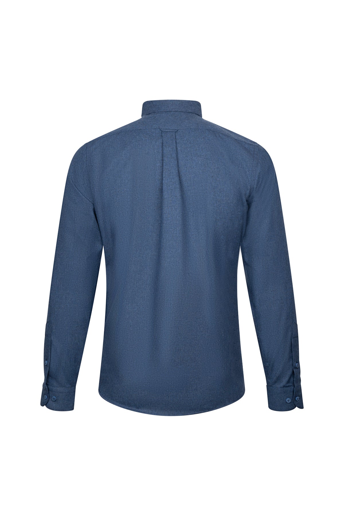 Slim Fit Cotton Blend Navy Casual Shirt - SAYKI