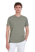 Slim Fit Cotton Vetiver Gray V-Neck T-Shirt