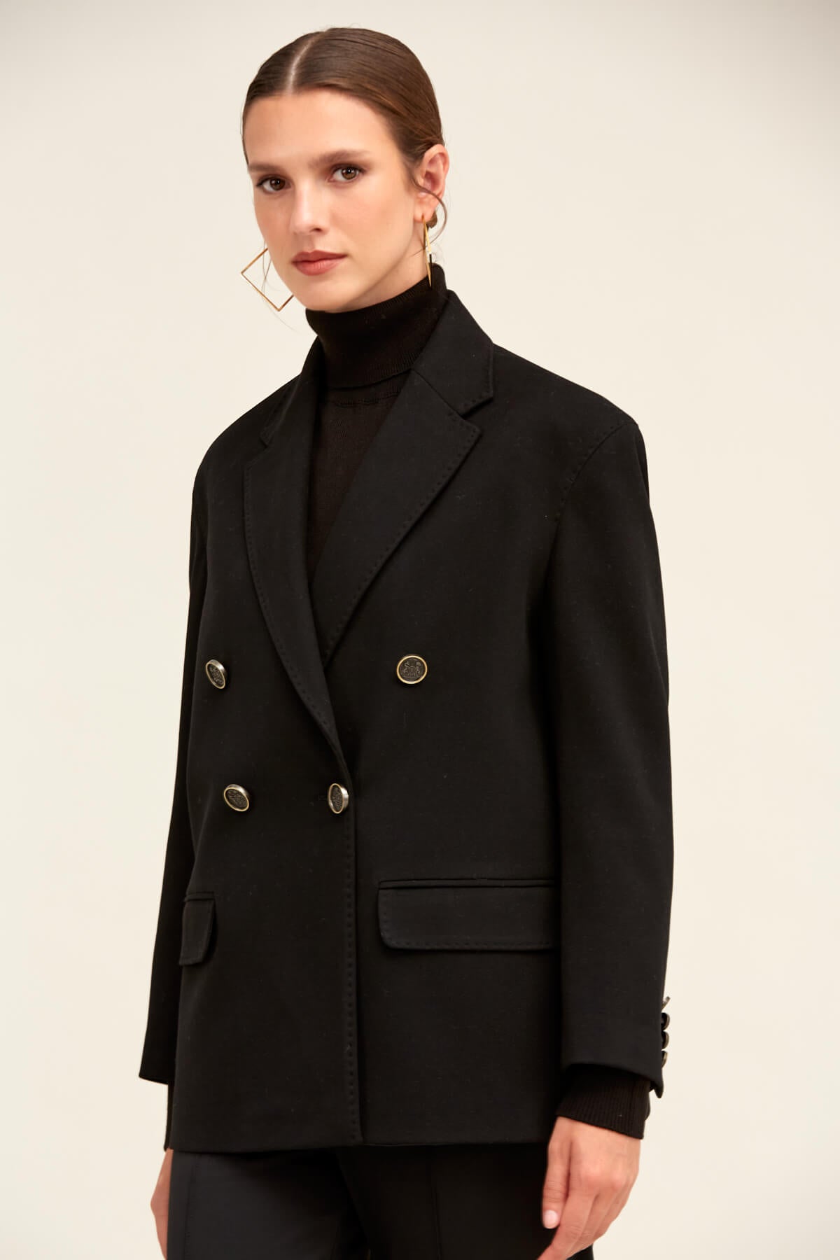 Slim Fit Double Breasted Black Classic Blazer – SAYKI