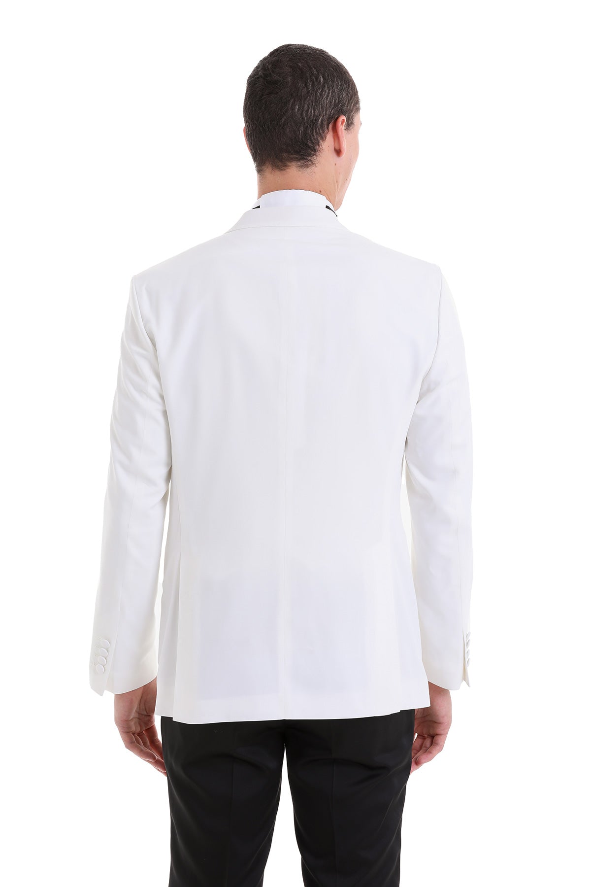 Slim Fit Double Breasted White Classic Tuxedo Suit - SAYKI