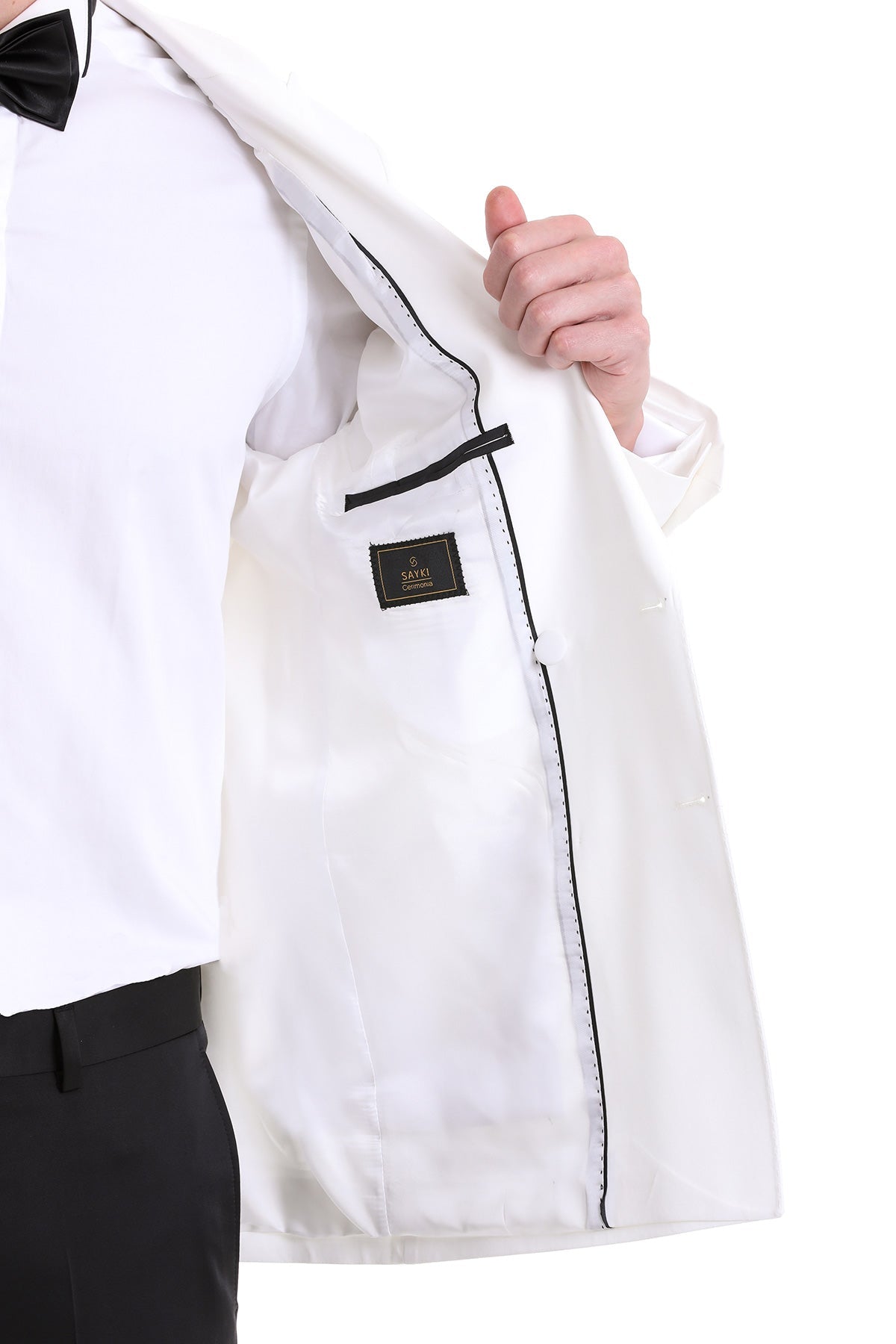 Slim Fit Double Breasted White Classic Tuxedo Suit - SAYKI