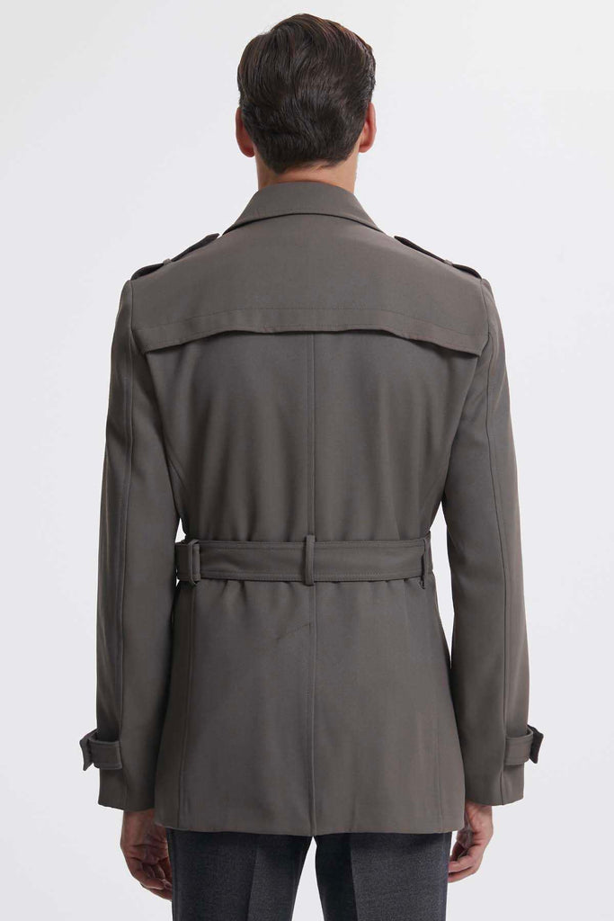 Slim Fit Flat Collar Vilnius Wool Light Brown Trenchcoat