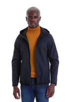 Slim Fit Fleece Apollo Navy Hooded Coat - SAYKI