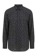 Slim Fit Floral Printed Cotton Black Casual Shirt