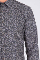 Slim Fit Floral Printed Cotton Khaki Casual Shirt - SAYKI