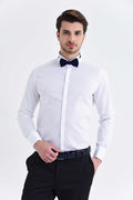 Slim Fit French Cuff Cotton White Tuxedo Shirt