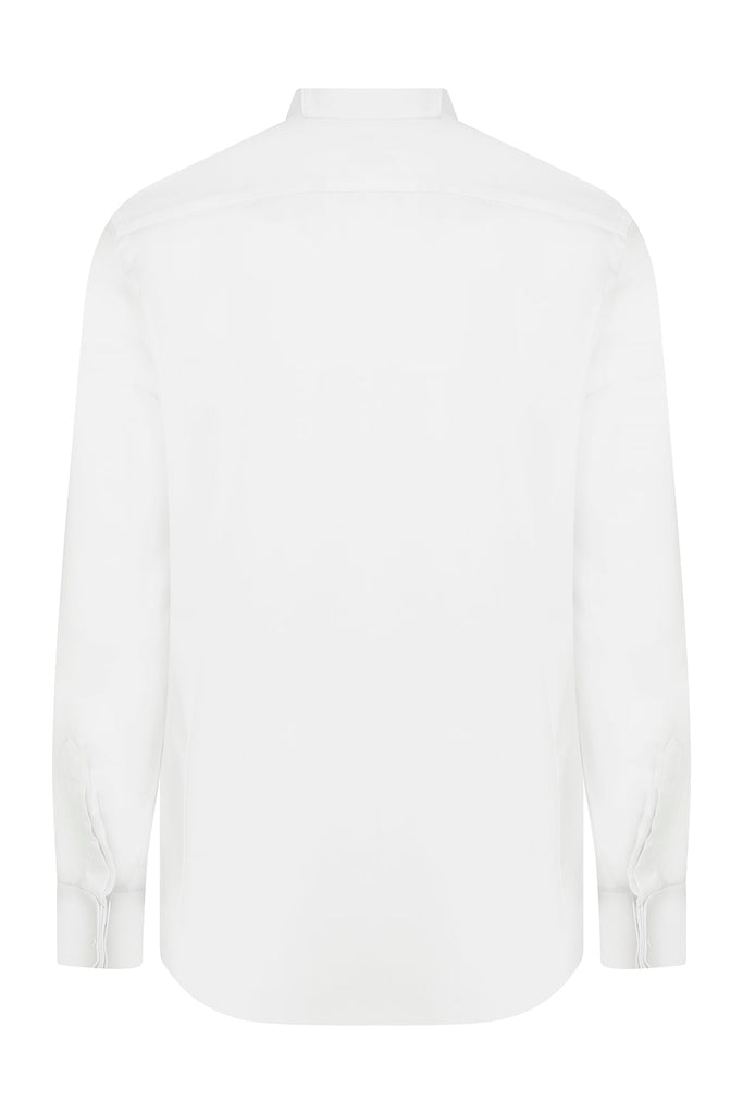 Slim Fit French Cuff Plain Cotton White Tuxedo Shirt - MIB