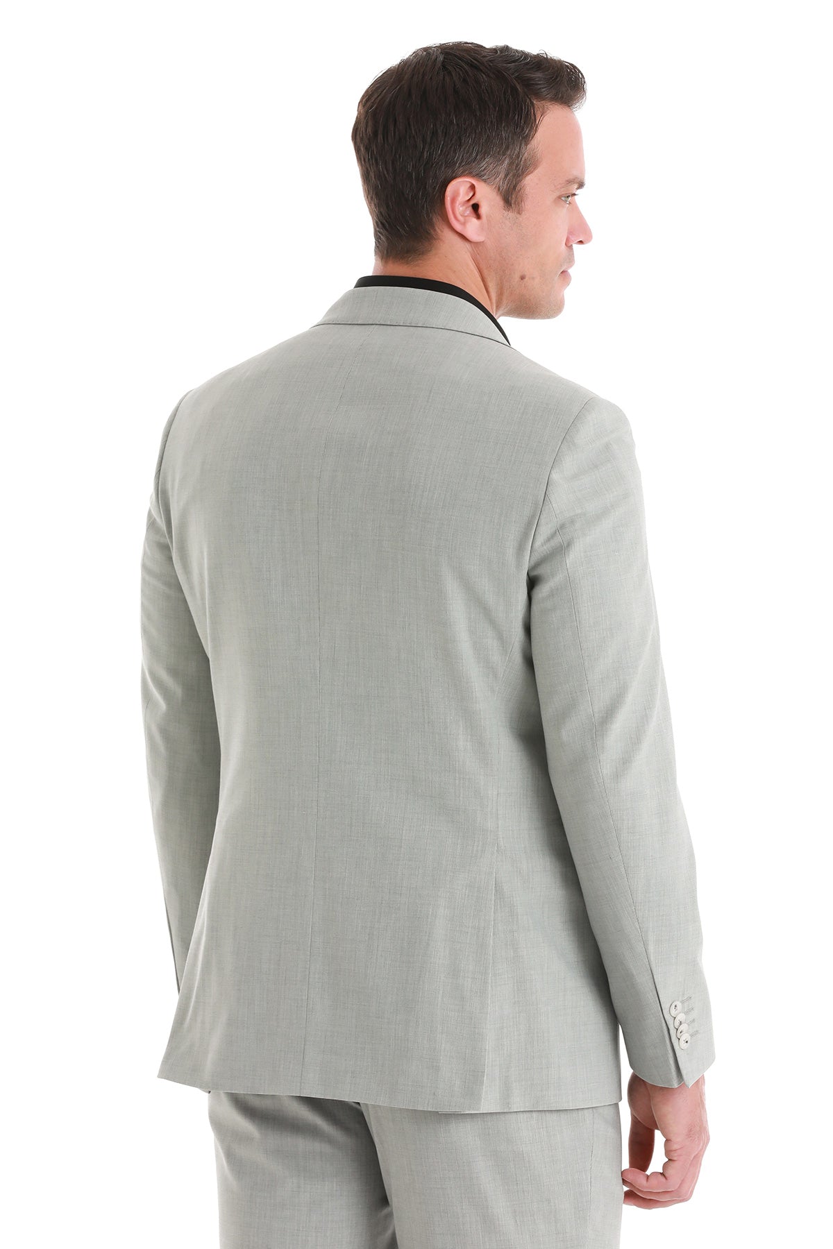 Slim Fit Gray Notch Lapel Classic Suit - SAYKI