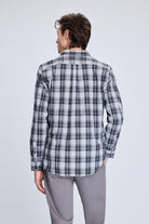Slim Fit Gray Plaid Cotton Blend Casual Shirt - MIB