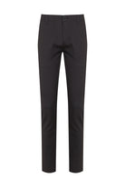 Black slim-fit trousers with a sleek, tailored design and subtle texture.