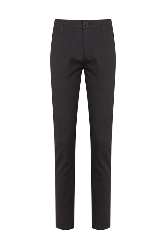 Slim Fit Gray Side Pocket Low Waist Cotton Casual Pants