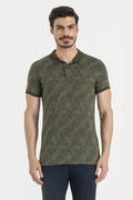 Slim Fit Khaki - Beige Patterned Polo T-Shirt