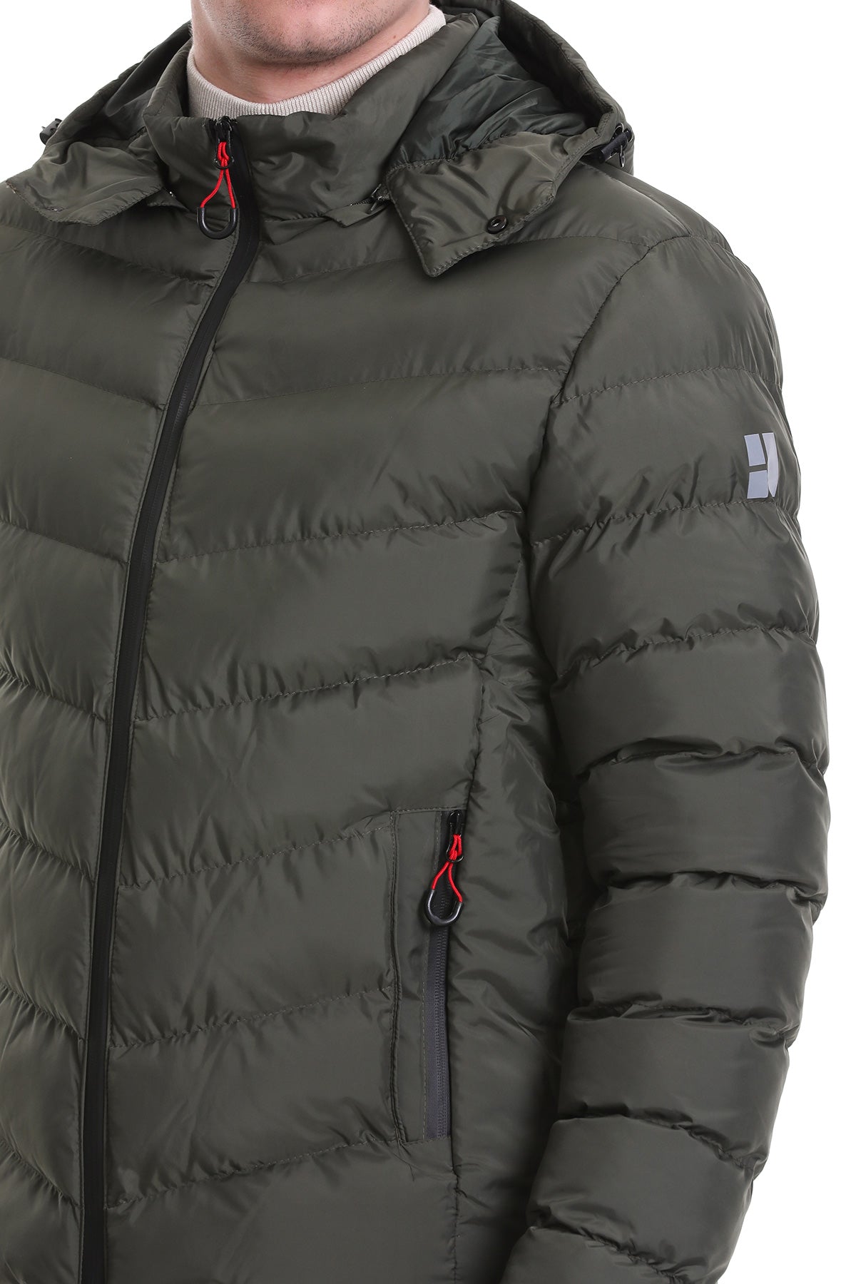 Slim Fit Khaki Hooded Stand Collar Coat – SAYKI