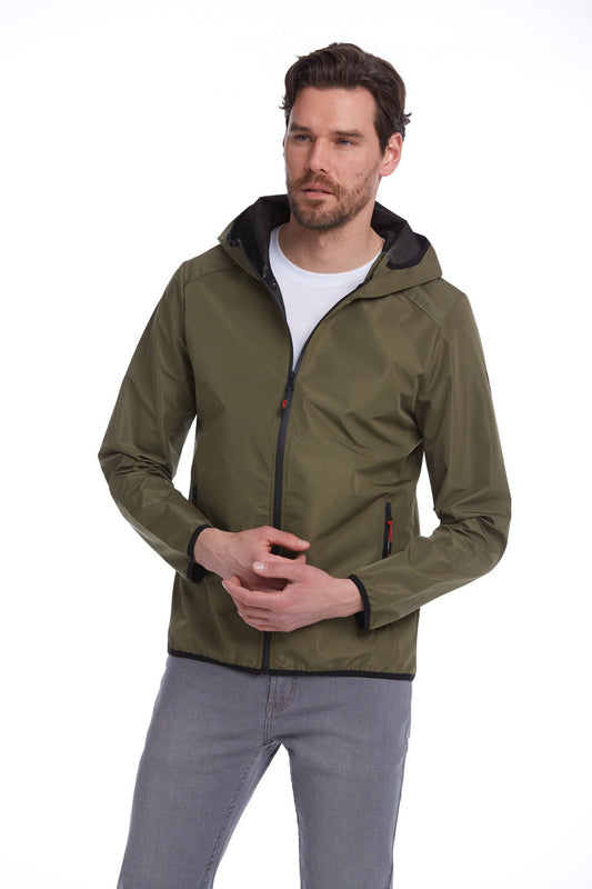 Slim Fit Khaki Seasonal Hooded Coat - SAYKI