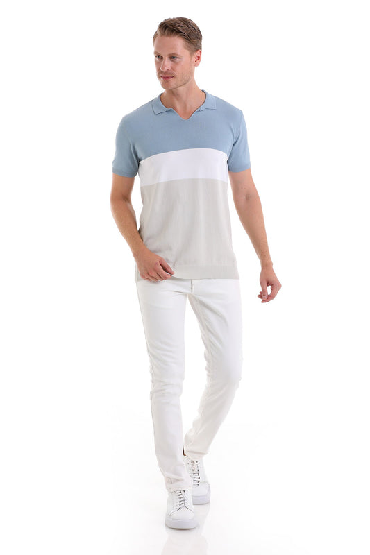 Slim Fit Light Blue Polo T Shirt SAYKI