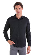 Slim Fit Long Sleeve Black Casual Shirt