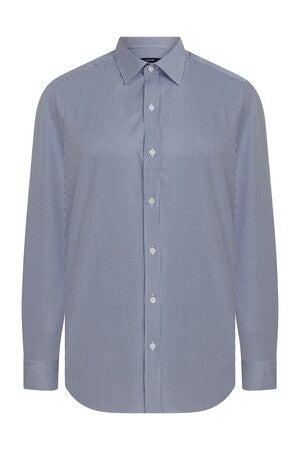 Slim Fit Long Sleeve Checked Cotton Blue Casual Shirt - MIB