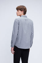 Slim Fit Long Sleeve Gray Cotton Blend Casual Shirt - SAYKI