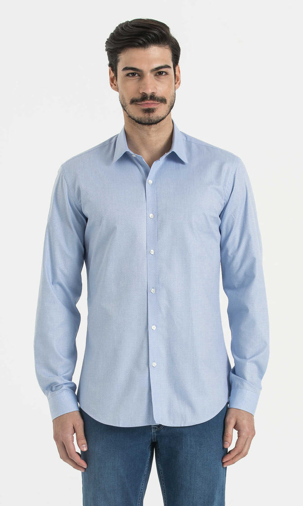 Slim Fit Long Sleeve Patterned 100% Cotton Dress Shirt - MIB