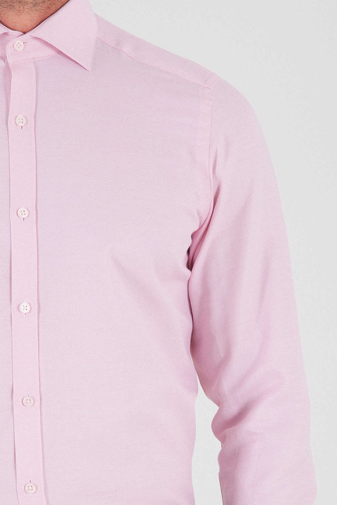 Slim Fit Long Sleeve Patterned Cotton Blend Pink Dress