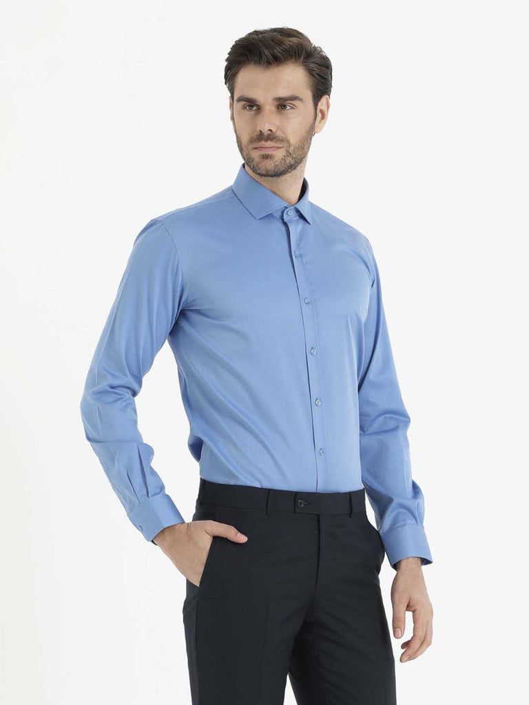 Slim Fit Long Sleeve Plain 100% Cotton Dress Shirt - MIB