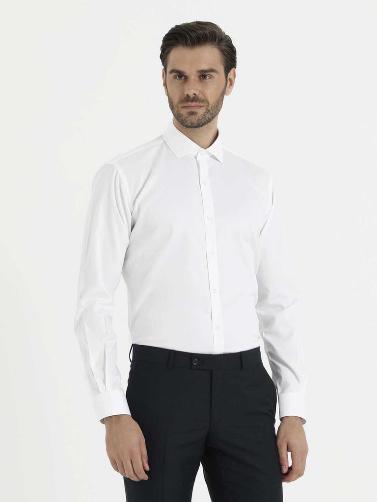 Slim Fit Long Sleeve Plain 100% Cotton Dress Shirt - MIB