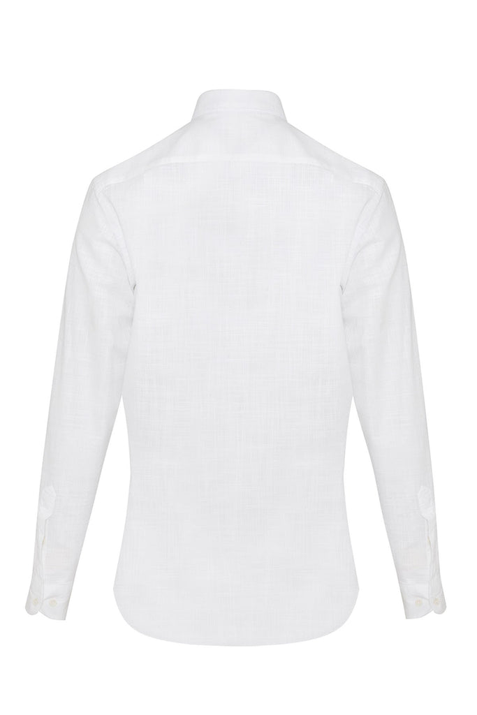 Slim Fit Long Sleeve Plain Cotton Navy Casual Shirt - MIB