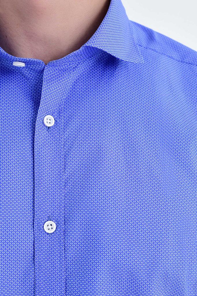 Slim Fit Long Sleeve Printed 100% Cotton Dress Shirt - MIB