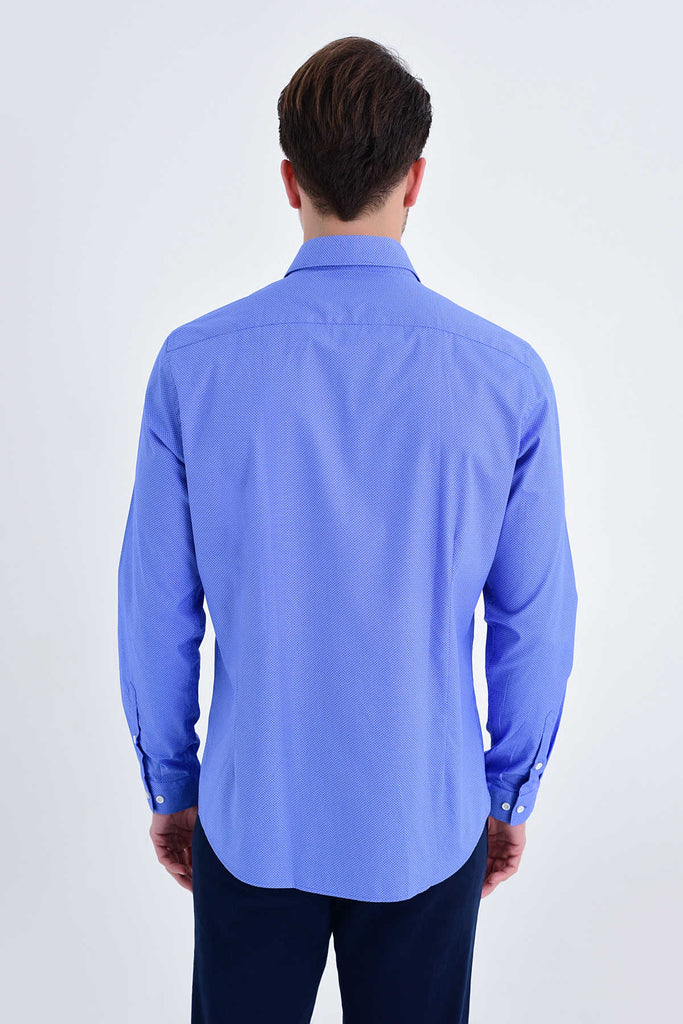 Slim Fit Long Sleeve Printed 100% Cotton Dress Shirt - MIB
