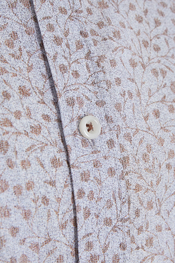 Slim Fit Long Sleeve Printed Cotton Brown Casual Shirt - MIB