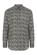 Slim Fit Long Sleeve Printed Cotton Dark Gray Casual Shirt