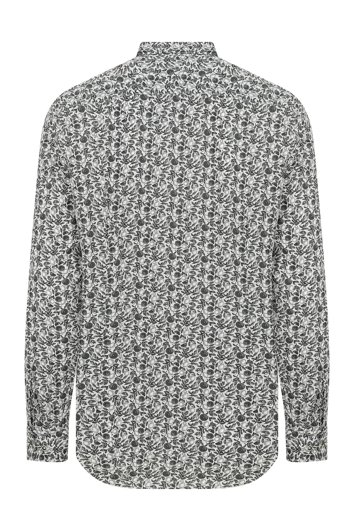 Slim Fit Long Sleeve Printed Cotton Gray Casual Shirt