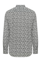 Slim Fit Long Sleeve Printed Cotton Gray Casual Shirt