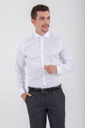 Slim Fit Long Sleeve Printed Cotton Gray Dress Shirt