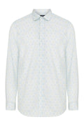 Slim Fit Long Sleeve Printed Cotton Green Casual Shirt